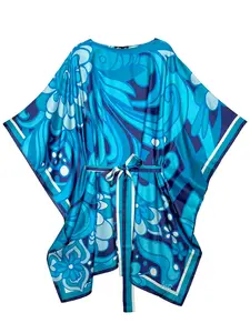 SERENA silk caftan Flowerland Blue