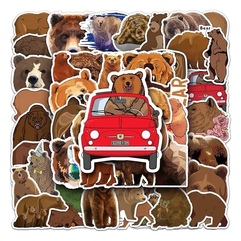 50 Pack Of Brown Bears Stickers and Decals. Waterproof. No Duplicates
