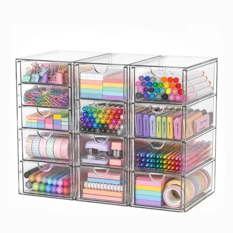 Acrylic Makeup Storage Box with 13 Drawers, Bathroom Counter Organizer, Acrylic Organizers, Desk Organizer, Office Supplies, Storage Drawers for Cosmetic, Pencil, Coffee