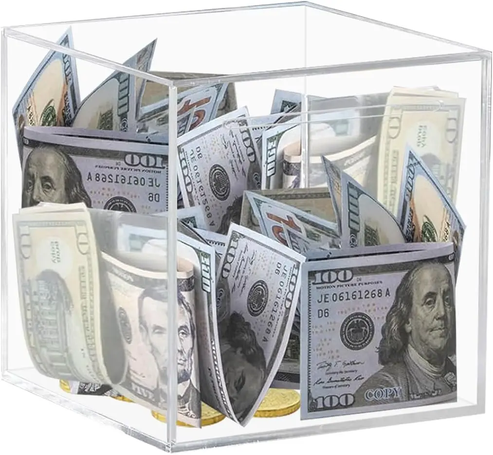 Saving Challenge Box, Clear Acrylic Piggy Bank, Un-openable Money Saving Box, Coin Cash Container Box, Birthday Gifts for Kids and Adults