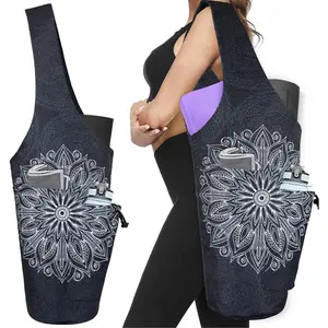 Yoga Mat Bag - Large Opening Long Tote Yoga Mat Carrier Holder with Waterproof Wet Zipper Pocket and Drawstring Water Bottle Pocket, Fits Most Size Mats