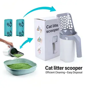 Integrated Cat Litter Scooper Large Capacity Portable Shovel & Extra 30 Waste Bags for Effortless Pet Care with Premium Odor Control and Durable PP Material cat  litter  shovel