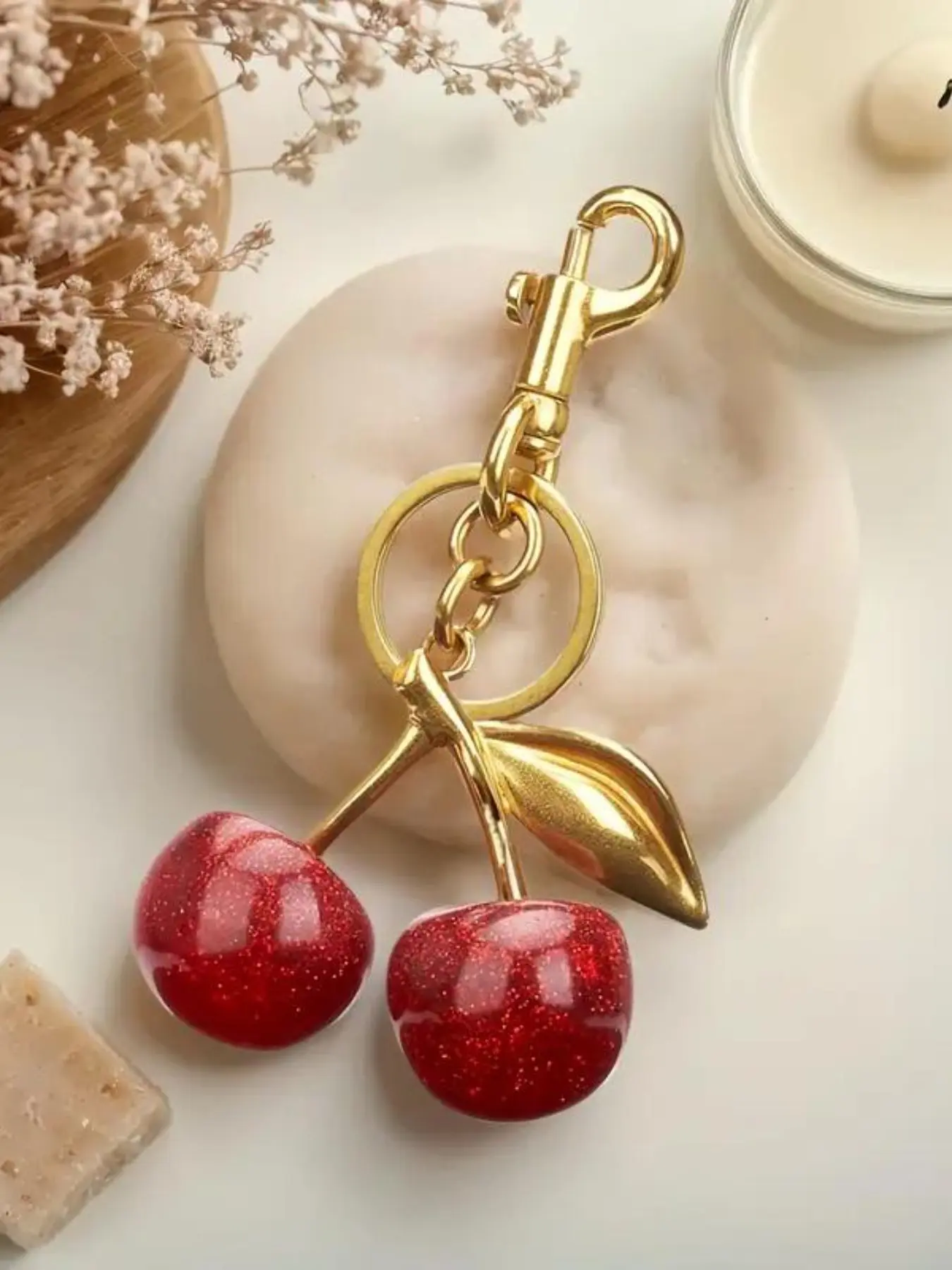 Keychain Cherry Bag Charms Purse，Key Chains Women Cute, Aesthetic Keychain - Car key Accents for leather handbags，Adorable Add - ons for Your Essentials
