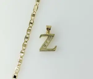 Plated Dainty Letter "Z" 3mm Flat Mariner Anchor Chain Necklace