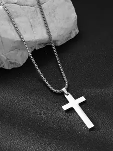 Men's Stainless Steel Gothic Cross Pendant Necklace, Chain Jewelry, Punk Street Style, All-Season Jewelry Gift for Family & Friends, No Choking Hazard