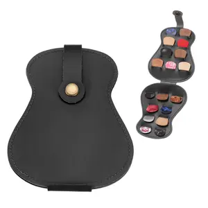 Black Guitar Pick Case, PU Leather Guitar Pick Holder Box Bag with 18 Guitar Pick Slots for Guitar Picks and Other Electric Guitar Accessories