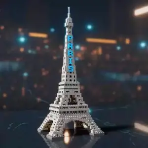 2026 New Paris Souvenir Eiffel Tower Building Block Model, 3D Puzzle Decoration, Home Decor, Party Decor, Craft, Collectible Statue