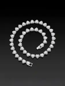 Fashion European Style Glass Heart Pendant Necklace, Dainty Heart Zirconia, Trendy Zircon Jewelry for Women, Unique Gift Idea for Anniversaries & Engagements, Love Heart Necklace, Heart Shaped Necklace