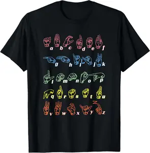 Sign Language T-Shirt ASL Teacher Hand Alphabet Learning Tee T-Shirt