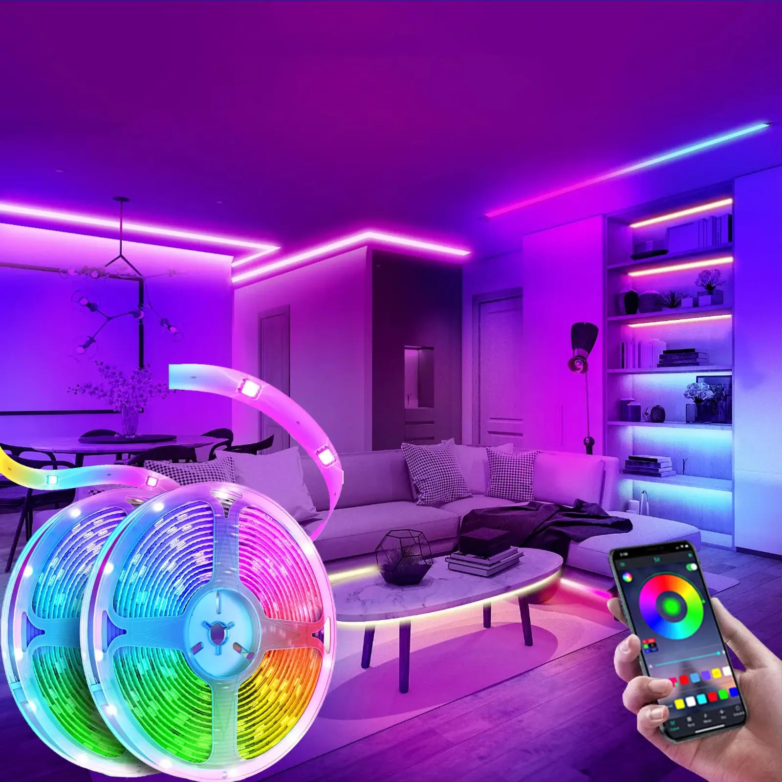USB RGB LED Light Strip, 1 Count APP Control Remote Control Ambient Night Light, TV Background Backlight, Colorful RGB Light for Home Party Holiday Ro
