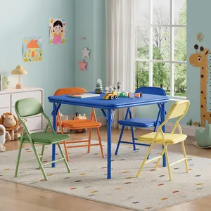 Garvee Foldable Table and Chairs Set for Kids, Ideal for Playrooms, Dining Areas, and Classrooms, Designed for Comfort and Versatility in Various Activity Settings