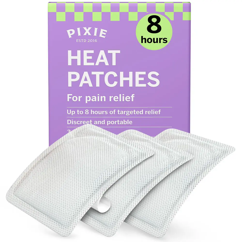 Pixie Period Cramps Menstrual Pain Relief Heat Patches for Feminine Care - Lower Abdominal & Back Ache Therapy - Up to 8 Hours - 3 Count Discreet Disposable Heat Pads
