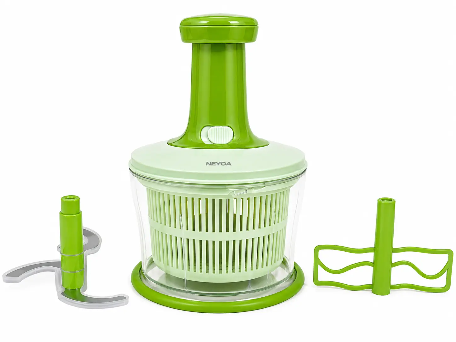 NEYOA Vegetable Chopper & Salad Spinner Manual Food Chopper with Stainless Steel Blades BPA-Free Kitchen Food Processor for Onions Garlic Vegetables Fruits & Meal Prep