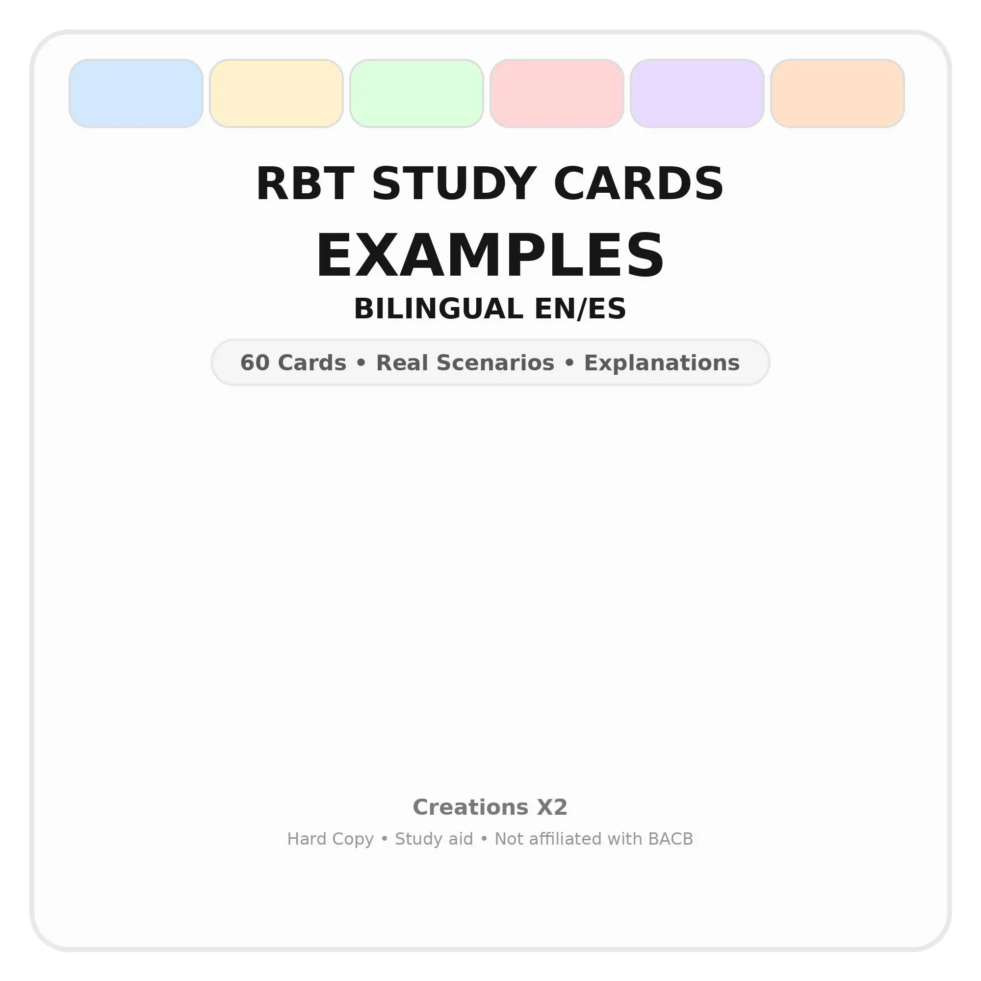 RBT Examples Flashcards  – Bilingual EN/ES – Real Scenarios + Explanations (60)