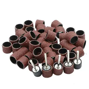 50pcs Sanding Drum Bands 40 Grit with 5pcs Sanding Mandrel Kit Rotary Nail Drill Tool 1/2 Inch