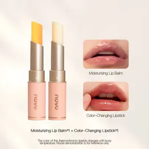 NOVO Color-Changing Lipstick Set – Moisturizing & Thermochromic! 2pcs Jelly Plump Lips, Non-Greasy, Looks Great Thin or Thick