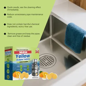 Pipe Cleaning Tablets - Household Drain Cleaning and Unclogging Tablets for Hair, Grease, and Stains