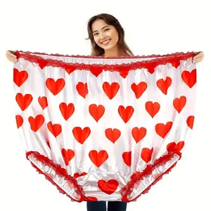 Oversized Grand Mama Novelty Panties, Hilarious Granny Underwear Gift, Durable Polyester, Heart Pattern, Lace Trim, Perfect for Jokes, Cute