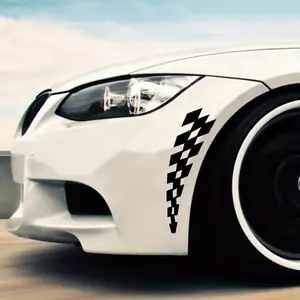 1 pair 18-inch stylish racing sticker checkered flag car sticker, car accessory vinyl decal, car wheel eyebrow scratch covering decal
