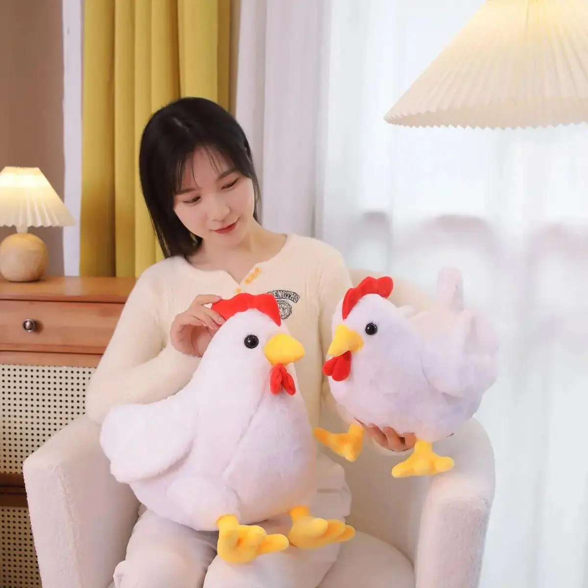 Cute Big Rooster Plush Toy - 30-40cm Plush Fabric Unisex Stuffed Doll for Children, Christmas Gift, Animals & Nature Themed House Decoration