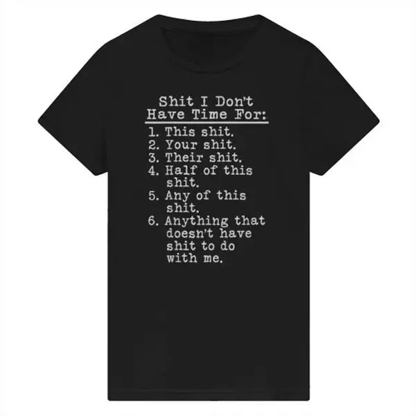 Unisex Oversized Relaxed Fit Short-Sleeve Round Neck Casual Sports Top, Vintage Typewriter Graphic Tee with Introvert Anti-Drama Sarcasm "Shit I Don't Have Time For" Relatable Design