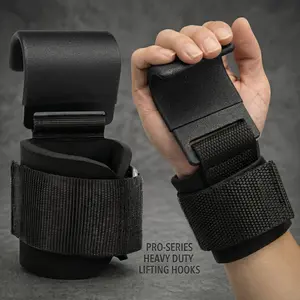 Pro Lifting Hooks with Padded Wrist Lifting Straps - Heavy-Duty Gym Hand Strengtheners for Deadlifts, Pull-Ups, Max Grip Strength Weightlifting Support (1 Pair)