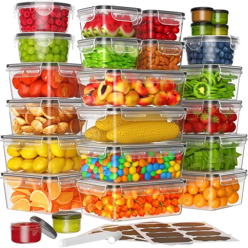 [NEW!] 50 PCS Food Storage Containers – BPA-Free Airtight Food Containers with Leakproof Lids, Stackable & Microwave Safe, Ideal for Pantry Organization, Leftovers, Fruits & Meal Prep