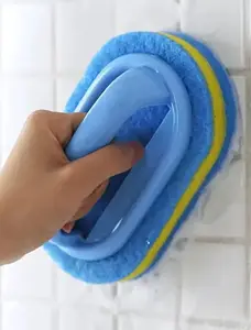 Cleaning Brush for Bathroom Kitchen Bathtub Toilet Cleaner All Purpose Shower Sponge Scrubbing Brush with Ergonomic Handle