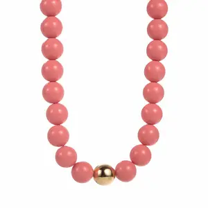 Handmade Beaded Necklace Colorful Casual Vacation Small Box Chain Spring Summer Resin Jewelry for Women
