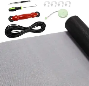 Windows Screen Door Repair Kit Fiberglass Mesh 48''x118''(0.138"Spline) Black Window Screen Repair Kit Replacement Mesh Tool for Patio Screen Sliding Door Screen
