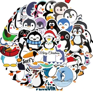 Penguin Pattern Sticker, 50pcs/set Cute Vinyl Waterproof Sticker, Decorative Sticker for Water Bottle Laptop Guitar Phone Skateboard, Ornaments