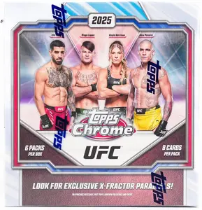 2025 Topps Chrome UFC MEGA Box - Includes Autograph Card & Exclusive X-Fractor Parallels - 6 Packs per Box - 8 Cards per Pack