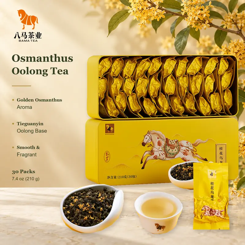 BAMATEA Premium Osmanthus Oolong Tea, 30 Packs 7.4oz (210g) | Chinese Floral Tea with Tieguanyin Oolong & Golden Osmanthus Aroma • Smooth Fragrant Taste • Perfect for Daily Tea Ritual, Office Breaks & Elegant Gifts daily tea