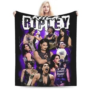 Comfortable Rhea Ripley Wrestlers Bootleg Blanket Merch Super Warm Fleece Soft Cozy for Sofa Outdoor Home Decor