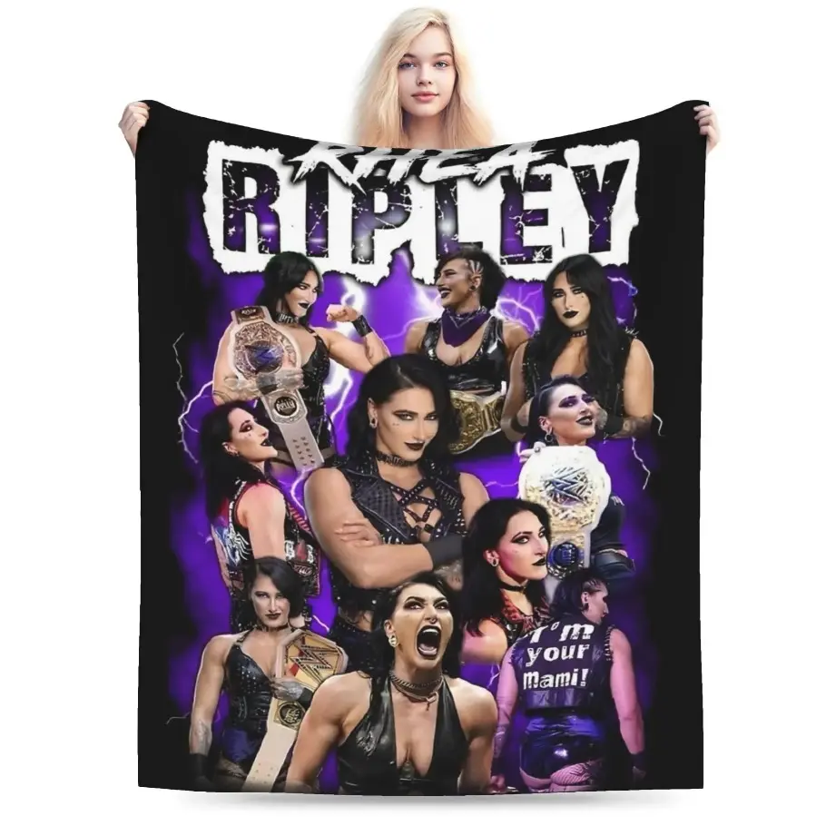 Rhea Ripley Cartoon Pattern Bootleg Soft Throw Blanket - Super Warm Fleece, Comfortable for Sofa Home Decor, Cartoon Pattern Blanket