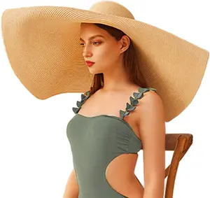 Oversized Beach Straw Hats for Women Floppy, Extra Large Sun Visor Hat Wide Brim Summer Roll Up Big Beach Hat Women Foldable