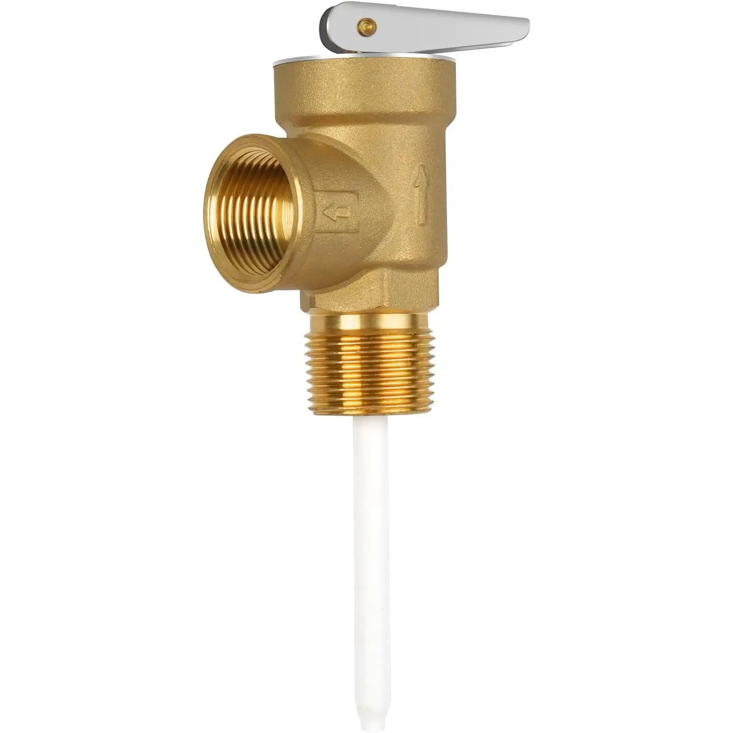 210°F 150 Psi Temperature and Pressure Relief Valve Automatic with Extension Probe and Lever, 3/4"NPT Pressure Relief Valve, All Brass Body, CSA LISTED