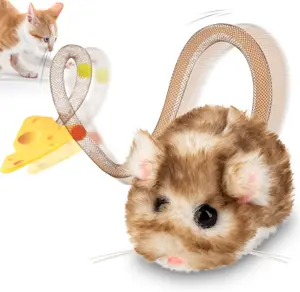 Migipaws Interactive Migimouse Cat Toy 360° Rolling & Spin with Mesh Plastic Tail for Indoor Cats Smart Motion Sensor, Realistic Squeak, Rechargeable Plush Kitten Toy(Brown Long) Nanjing Dimeng Technology Co.,LTD.