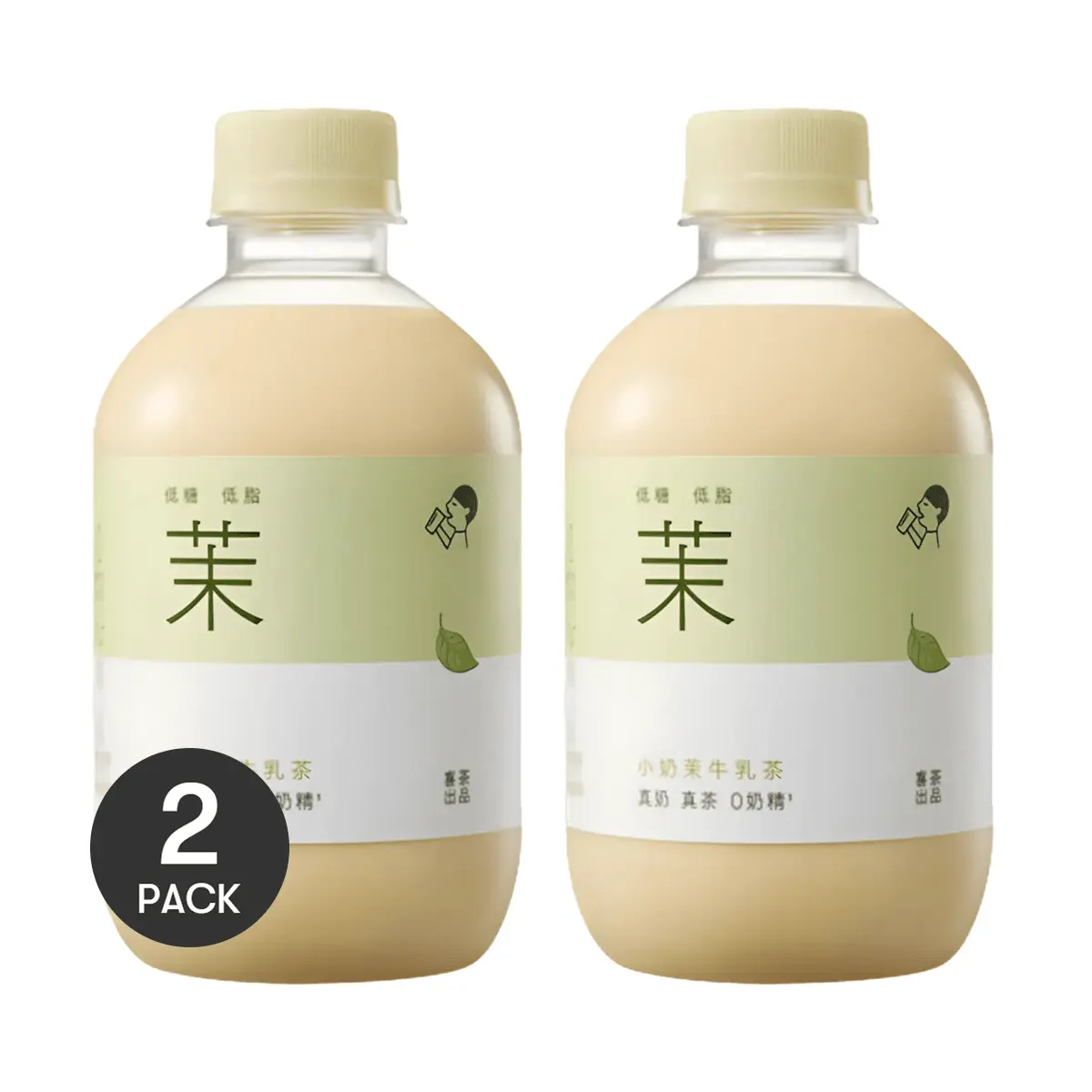 HEYTEA 2 Pack Milk Tea Jasmine Green Tea Beverage 350ml Low Sugar Low Fat 0 Trans Fat - Popular Chinese Drink