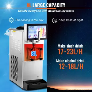 VEVOR Commercial Slushy Machine, 8L/ 2.1 Gal Double Bowl Margarita Machine, 1155W Stainless Steel Margarita Smoothie Frozen Drink Maker, Slushie Machine for Party Cafes Restaurants Bars Home