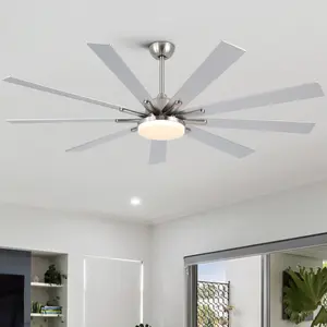 72 in Brushed Nickel Smart Integrated LED Ceiling Fan - Downrod Mount, Quiet Motor, Remote Control Included