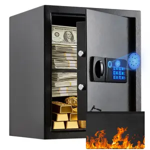 1.3/3.1 Cuft Biometric Fingerprint Safe with Digital Keypad, Smart Alarm System & Fireproof Bag, Large Security Box with Removable Shelf & Emergency Keys for Money & Jewelry, Anti-Theft Home Office Safe, 16.5"x13.8"x12.2", Heavy Duty Steel