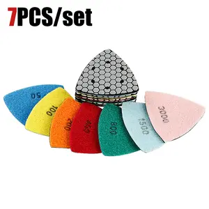 7PCS 3.5"(90mm) Triangle Diamond Dry Polishing Pads - Sanding Discs for Oscillating Tools | For Granite, Marble, Stone, Concrete | Ideal for Masonry & DIY Projects