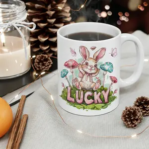 "Lucky" Easter Bunny Mug |   Cute Easter Basket Filler for Kids