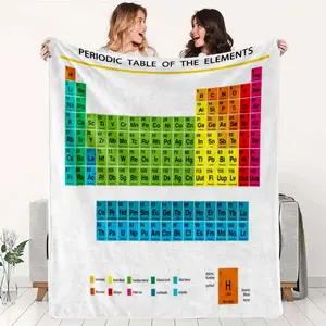 1PC Personalized Periodic Table Printed Blanket Soft and Comfortable Home Office Blanket This blanket showcases a personalized periodic table of elements print, bringing a distinctive scientific atmosphe
