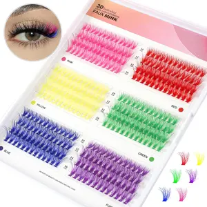 3D Colored Lash Clusters C Curl 312Pcs 6 Colors 10mm 12mm 14mm 16mm Mixed Faux Mink Lashes DIY Individual Lashes 40D Colorful Fluffy Eyelash Eyelashes