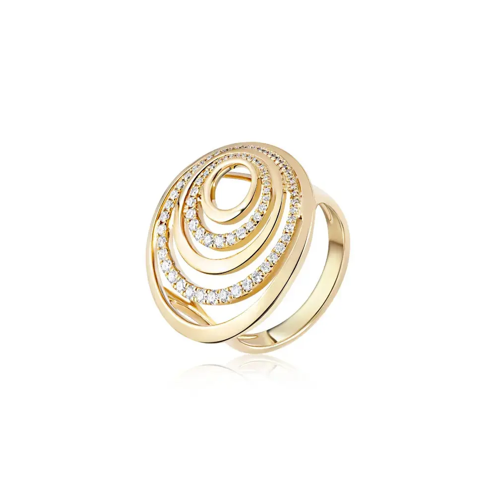 Bold Spiral Pavé Diamond Cocktail Ring in 18K Gold
