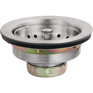 3.5 Inch Nickel Sink Drain Assembly with Strainer Basket Stopper, 304 Stainless Steel Sink Strainer and Stopper