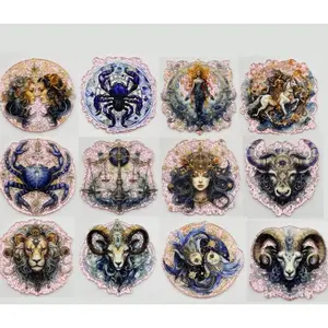 60pcs Zodiac Sign Acrylic Flatbacks for Badge Reels or DIY Keychain Pendants