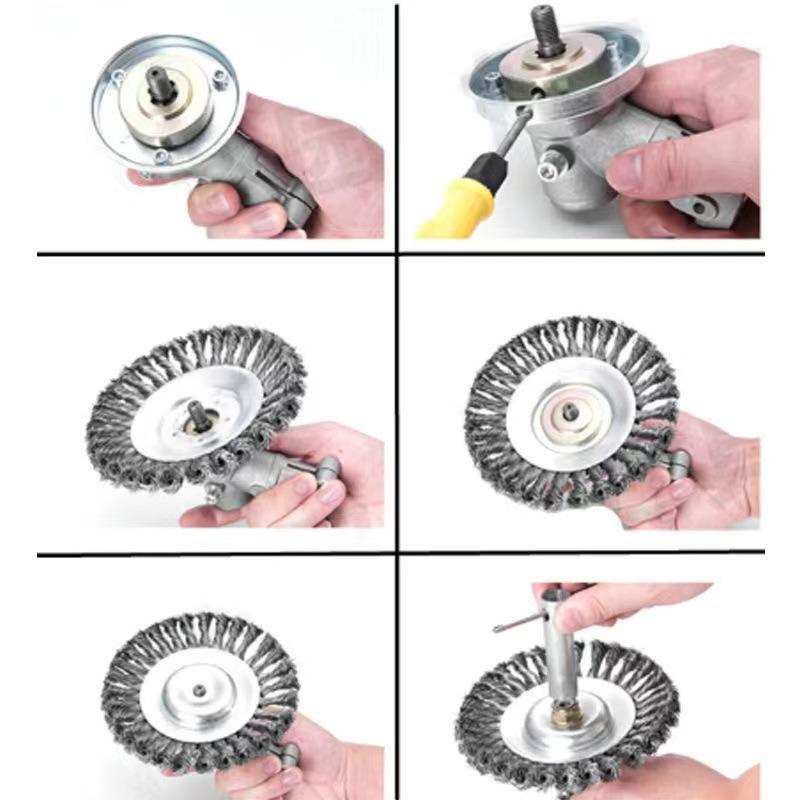 Universal Gas Brush Cutter Accessory Kit, Steel Wire Grass Trimmer Head, Weed Eater Blade, Rust Removal Disc and Weed Wheel Replacement Parts for Lawn Trimming & Garden Maintenance